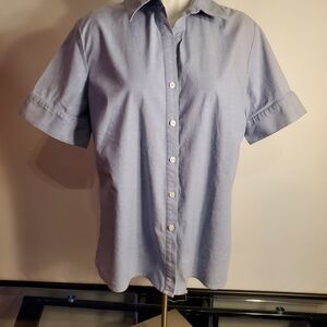 Charter Club Woman 14W Light Blue Short-Sleeve Button-Down Shirt
